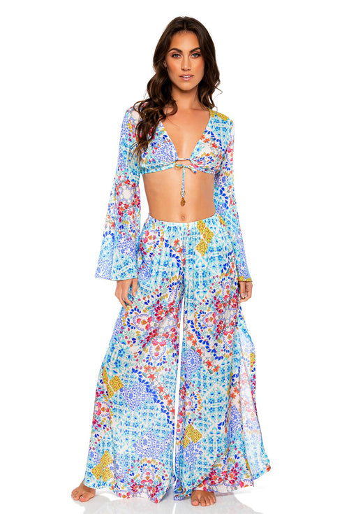 Luli Fama Ay Que Cute! Bell Sleeve Crop Top